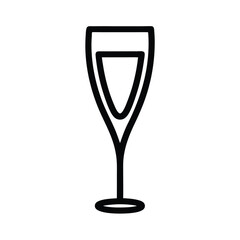 Champagne Flute Outline Vector Illustration
