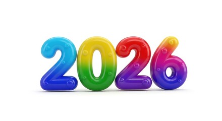 New Year 2026 banner, Colorful fluffy 2026 number with soft texture