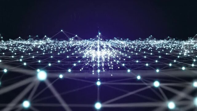 Connected network shining in digital space