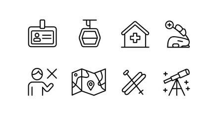 Collection of travel and outdoor activity icons