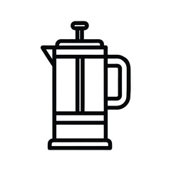 Obraz premium French Press Outline Vector Illustration