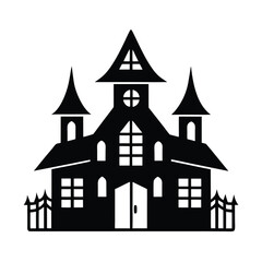 Haunted House Outline Vector Illustration