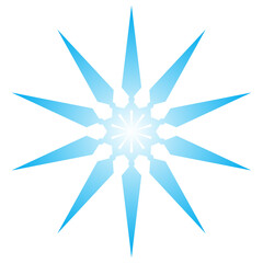 blue geometric star pattern with transparent background for clip art or design elements