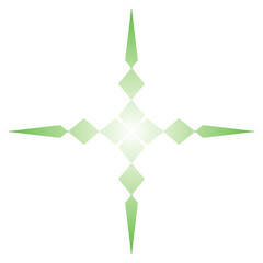 green geometric star pattern with transparent background for clip art or design elements