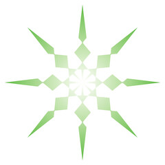 green geometric star pattern with transparent background for clip art or design elements