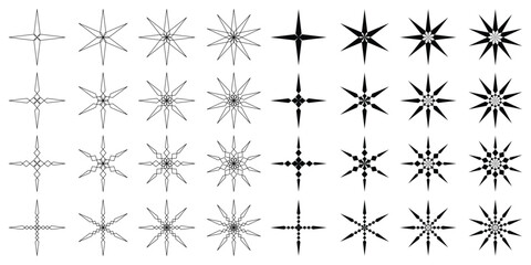 geometric star pattern graphic vector with bold and line art style for clip art or design elements
