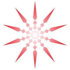 red geometric star pattern with transparent background for clip art or design elements