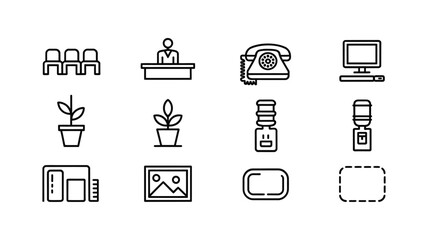 Office icons set for business and workplace design