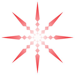 red geometric star pattern with transparent background for clip art or design elements