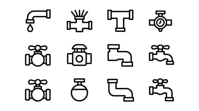 Collection of plumbing fixture icons and symbols
