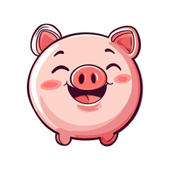 Fototapeta premium Cute, cheerful cartoon pig illustration with a big smile and rosy cheeks, isolated on white. Perfect for finance, savings, farming, or children's blogs/websites.
