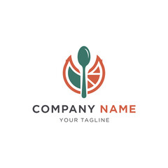 Spoon and citrus fruit slice logo design for a company.