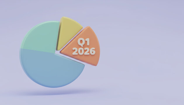 Business plan 2026 outlook pie chart pastel slice Q1 progress