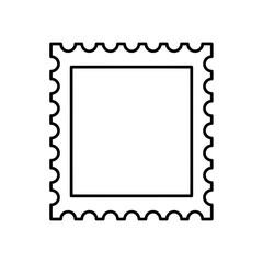 Obraz premium A simple black outline of a postage stamp with a square empty space in the middle