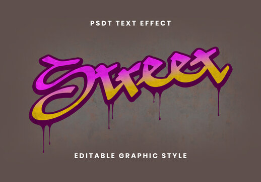 Yellow And Purple Graffiti Spray Text Effect Dripping Urban Font