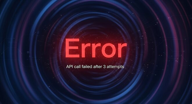 Advanced Digital System Interface Displaying A Critical Status Notification With Bright Red Text Centered On A Dark Futuristic Background Featuring Concentric Blue And Purple Glowing Rings A