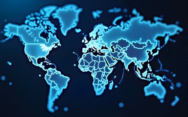 Global Healthcare Network: A Futuristic Blue-toned Map. High quality