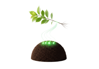 Innovative plant concept showing nature powered by glowing technology, symbolizing growth, sustainability and connection to earth for eco friendly solutions