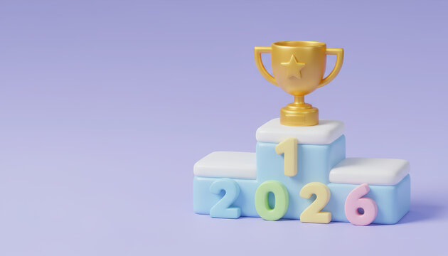 Goal success 2026 trophy podium motivate future win target grow achievement