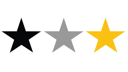 Simple  Star Icons Flat Vector Illustration  – Black, Gray and Yellow Star Set .
