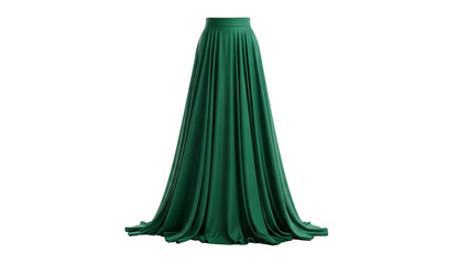 Long pleated flowing garment displays richly colored fabric texture against a dark backdrop