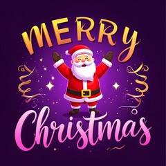 Jolly Santa Claus surrounded by golden stars and Christmas lights high resolution picture