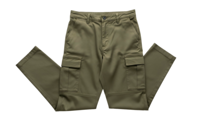 Casual utility trousers displayed flat against a dark background