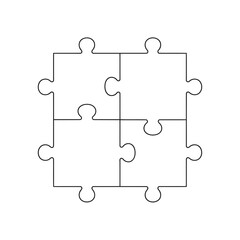 Fototapeta premium Four puzzle pieces arranged in a square