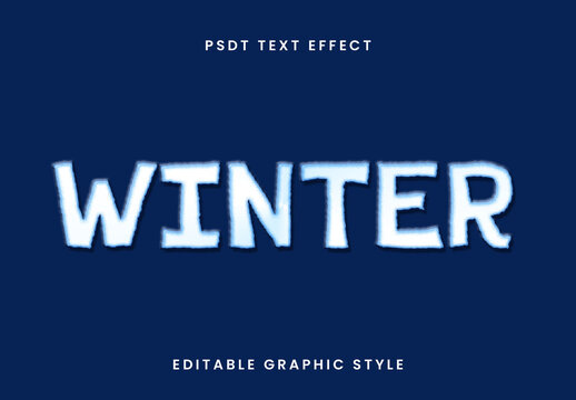 Blue And White Winter Text Effect Frosted Bold Font