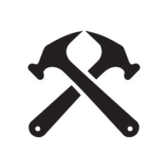 Minimal Geometric Crossed Hammers Logo Representing Strength Power and Precision