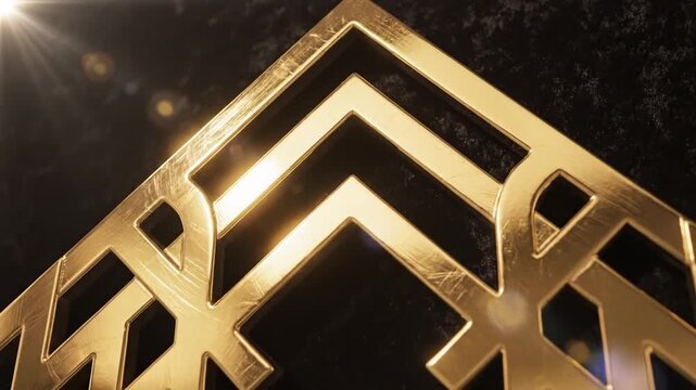 Gold lattice shimmers against a textured dark surface