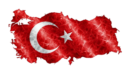 Stylized national emblem and geographical shape combined with a radiant texture on a dark background