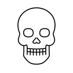 Simple outline drawing of a human skull, front view, in black and white
