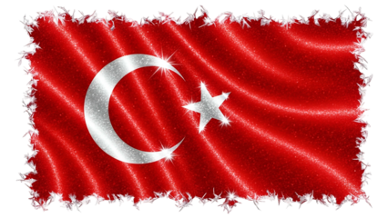 National banner featuring a rippling fabric texture with sparkling silver crescent and star design