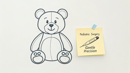 Obraz premium Teddy bear outline representing pediatric surgery and medical care