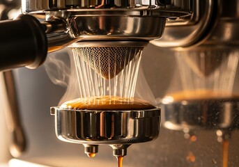 Espresso Machine Extraction Close-up Coffee Brewing Process