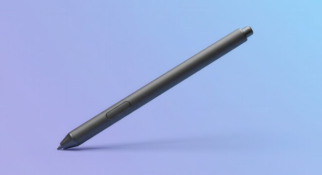Modern digital stylus tool floats diagonally against a soft gradient background
