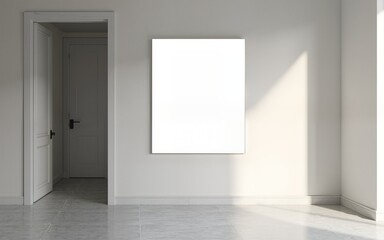 Blank sign in minimalist hallway, showcase your message with style empty. High quality