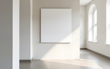 Blank sign in minimalist hallway, showcase your message with style empty. High quality