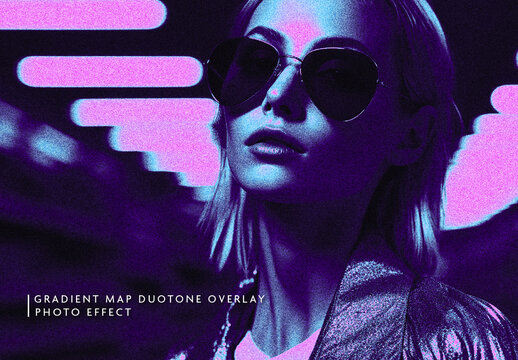 Purple And Blue Gradient Map Duotone Photo Effect