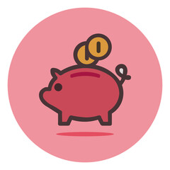 Piggy Bank with Coins Illustration