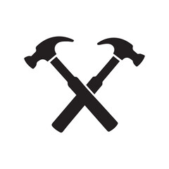 Gear and Hammer Crossed Logo Representing Teamwork Mechanics and Strength