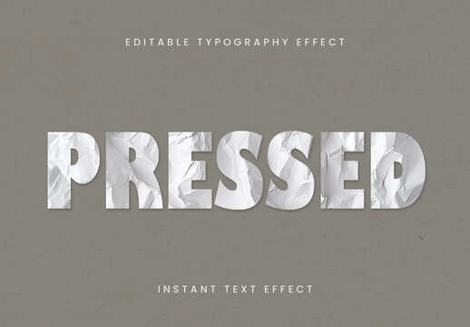 White And Gray Raised Paper Text Effect Crumpled Folded Font