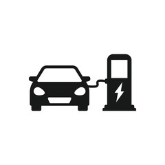Electric car charging station icon. Vector icon isolated on white background.