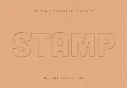 Orange Debossing Text Effect Stamp Emboss Font