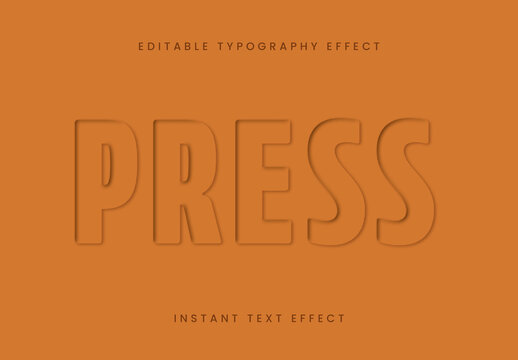 Orange And Grey Debossing Text Effect Press Soft Shadow Font