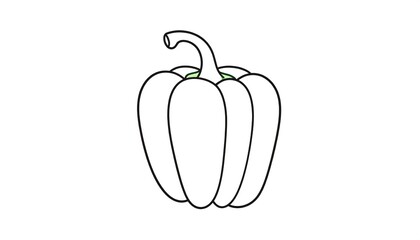 Simple Black and White Bell Pepper Illustration for Culinary Purposes.