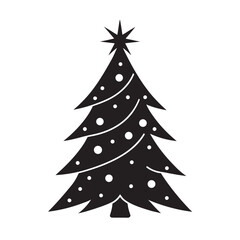 Ornate Swirl Christmas Tree Silhouette Vector Design