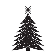 Sparkling Glitter Christmas Tree Silhouette Vector
