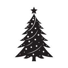 Obraz premium Twinkle Light Christmas Tree Silhouette Outline